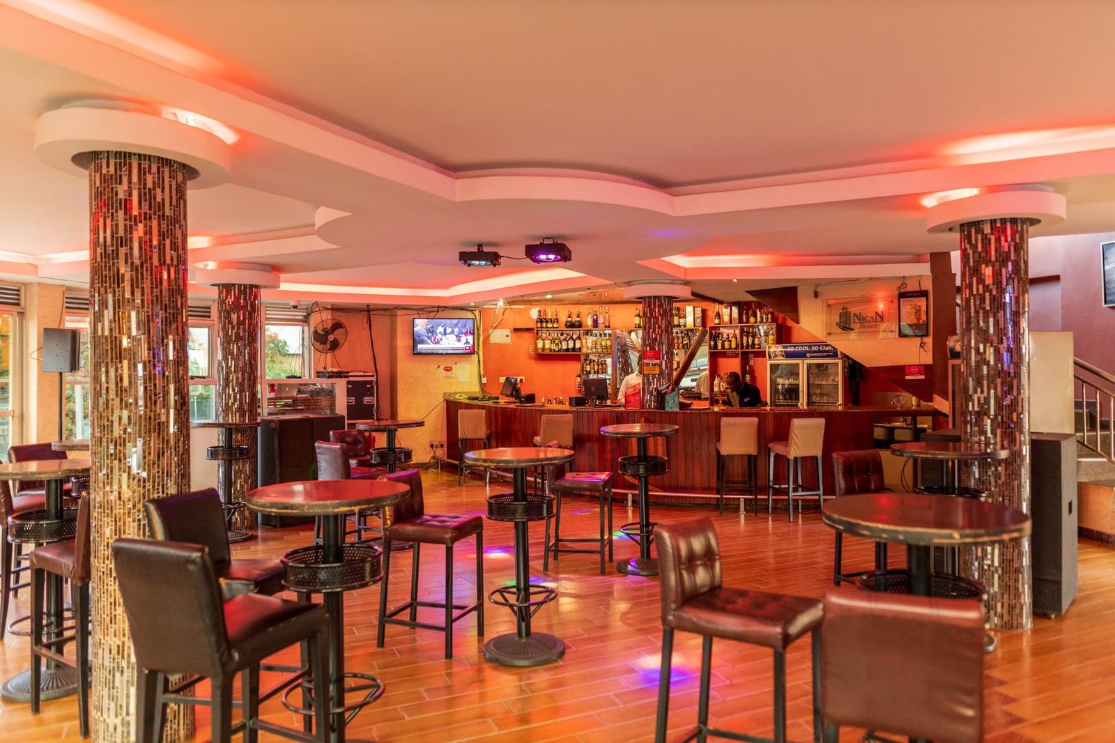 Bar lounge interior with mood lighting